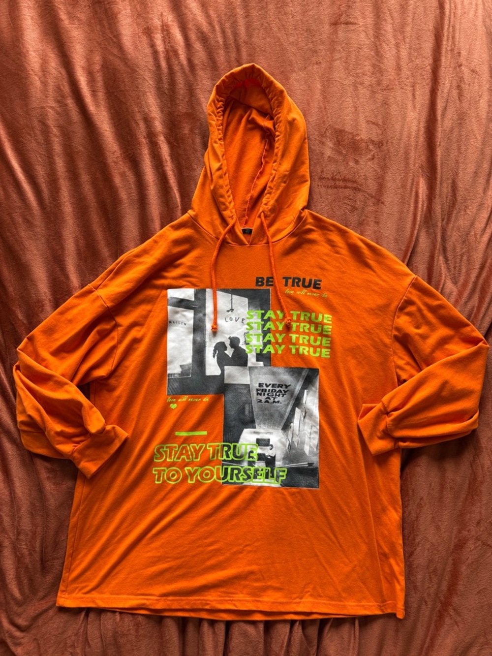 SHEIN Orange Graphic Hoodie Sweatshirt size 12